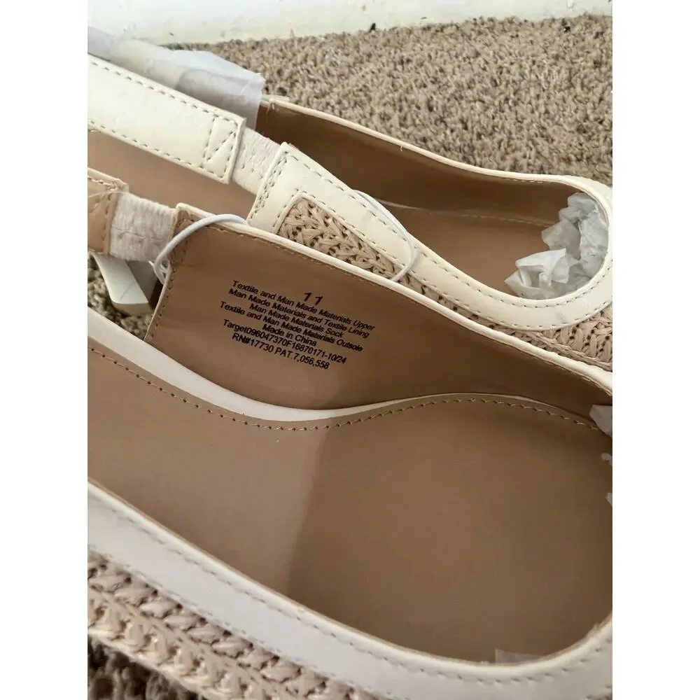 A New Day Women’s Slingback Kitten Heel Woven Pointed Toe Shoes Size 11